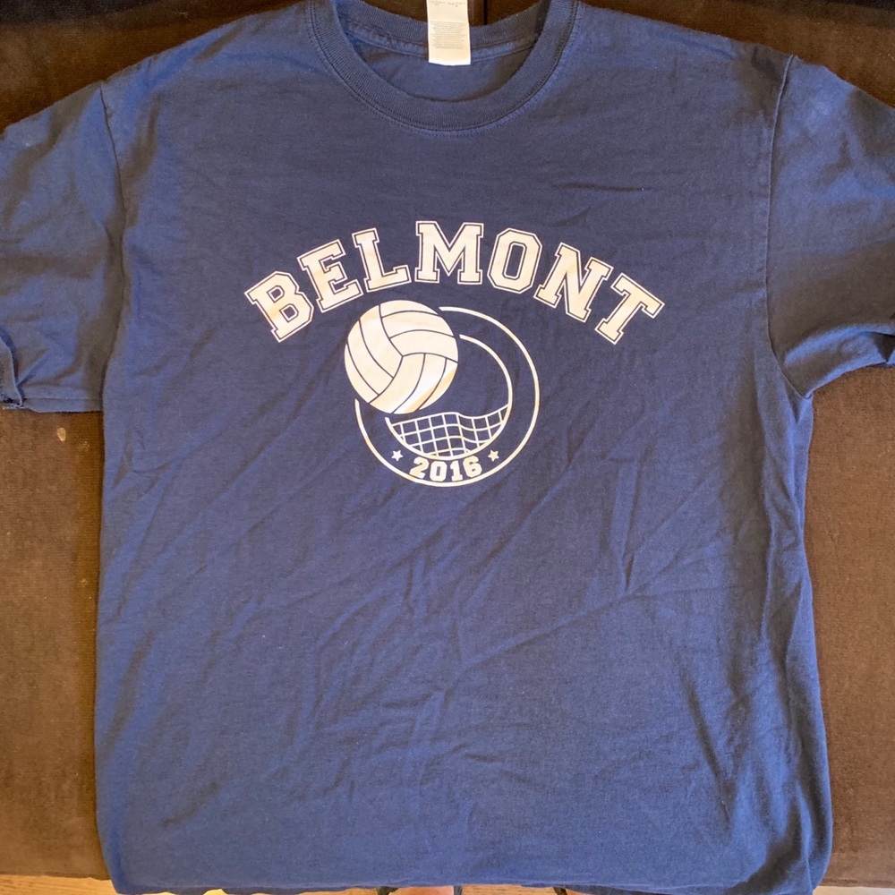 WomensBelmontNavy Blue and WhiteVolleyball T-Shirt